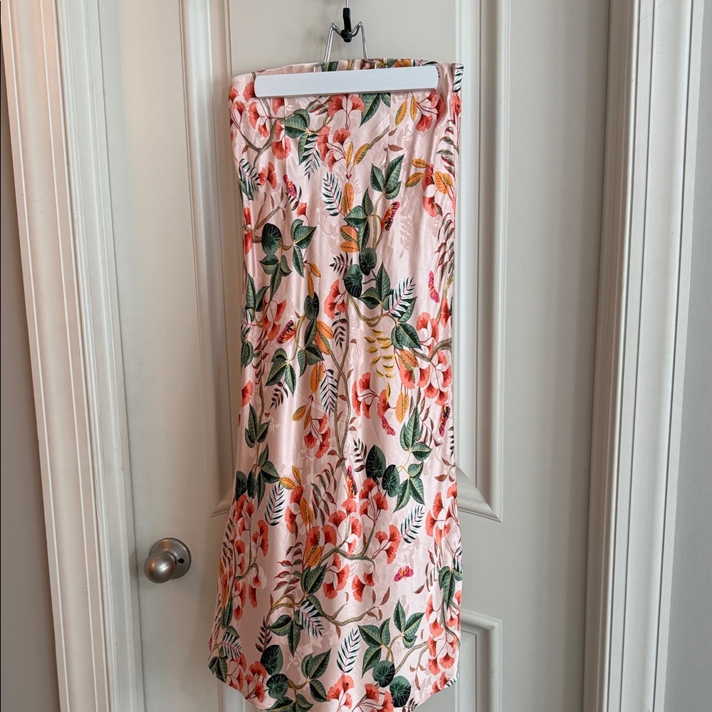 Loft silky Floral Peach Maxi Skirt